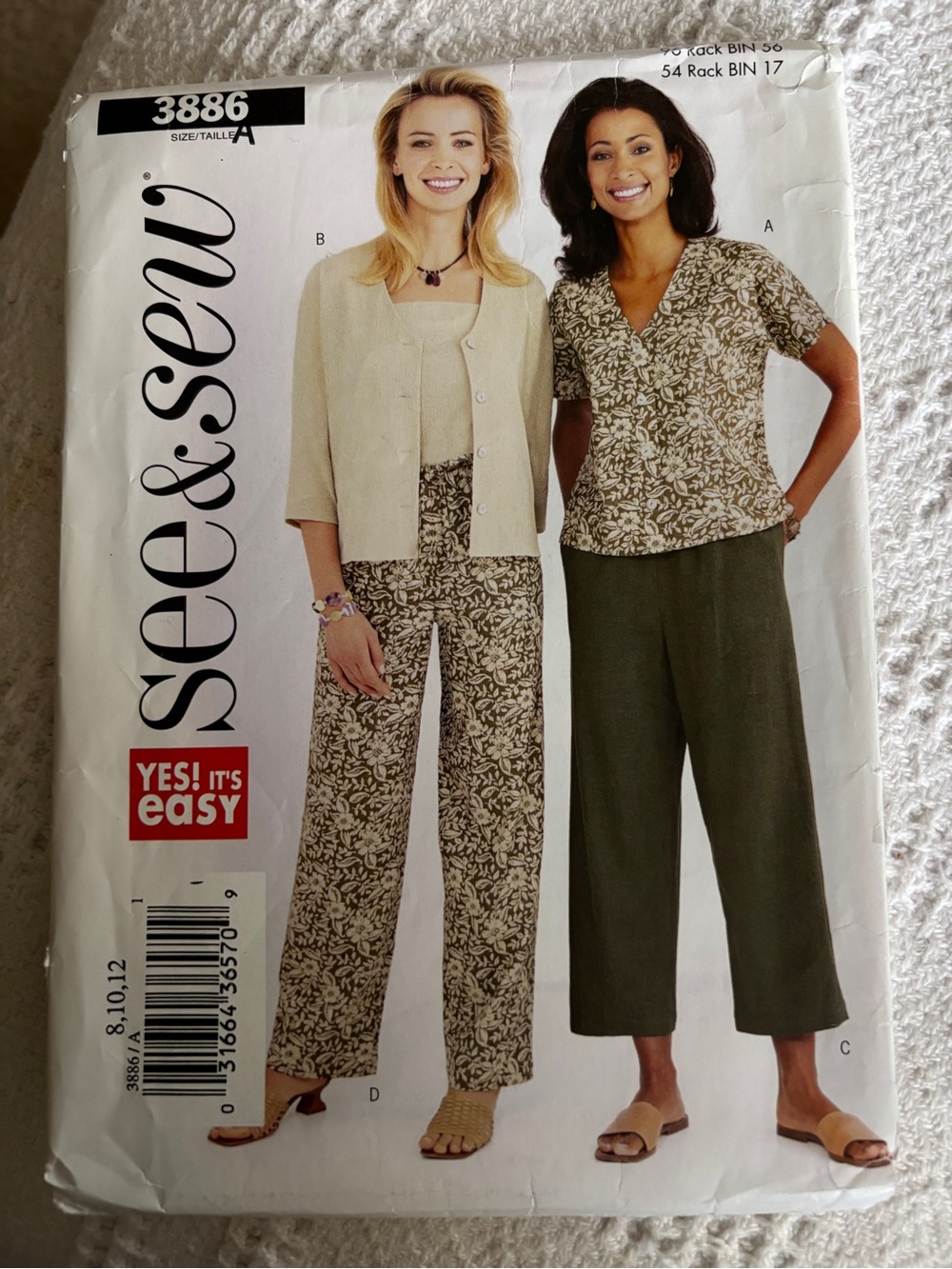 Butterick See & Sew Pattern 3886A for Misses’ Jacket, Top, and Pants